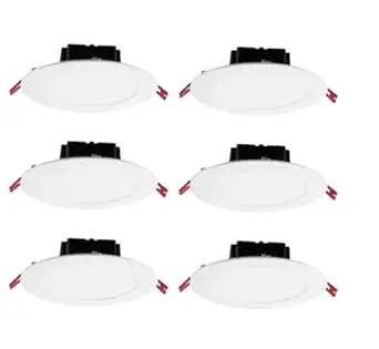 Commercial Electric 6 in, White Flush Round Wet Rated LED Integrated Recessed Lighting Kit (6 Pack)
