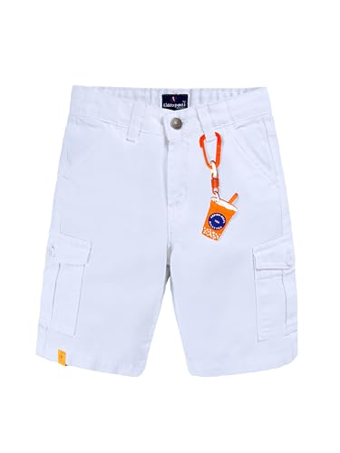 Image of KiddoPanti Boys Knee Length Cargo Denim Shorts with Flap Pockets & Button Closure Casual Wear