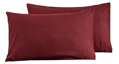 Microfiber Standard Bed Pillowcases 2 Pack Super Soft Bed Pillow Covers Envelope Closure Wrinkle Fade and Stain Resistant 20x26 Bulgari Red