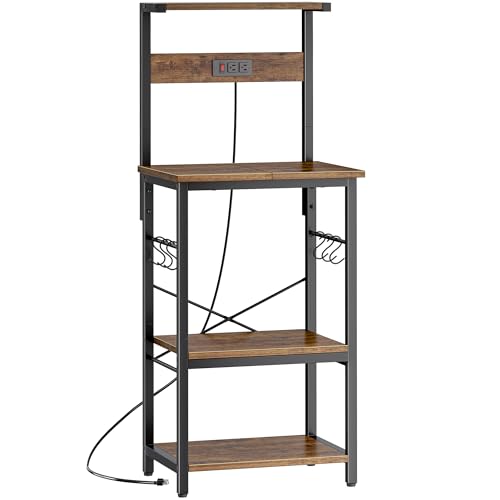 SUPERJARE 4 Tier Bakers Rack with Power Outlets, Microwave Stand with Adjustable...