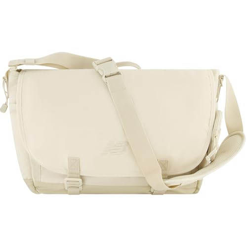 New Balance Messenger Bag, Athletics Collection Travel Handbag for Men and Women, Off White, One Size
