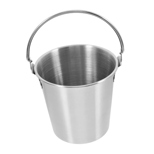 POPETPOP Cubitera de Acero Inoxidable Pequeña con Asa Portátil Enfriador y Contenedor para Hielo Snacks y Bebidas como Vino y Cerveza para Fiestas y Bares