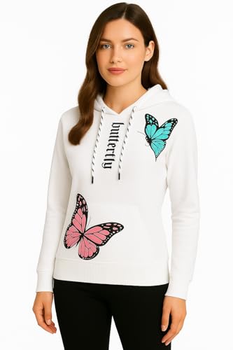 Image of Raves Womens Stylish Printed Hoodie | Trendy Cotton Fleece Hooded Sweatshirt for Women & Girls | Full Sleeve Winter Wear Pullover