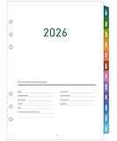 2026 Wochenplaner Einlage A5 6 Löcher, Deutsch, 1 Woche 2 Seiten mit Farbig Tabs, Jan bis Dez 2026, 100 gsm Dicker Papier, Kalendereinlagen für Kalender 2026 Planer