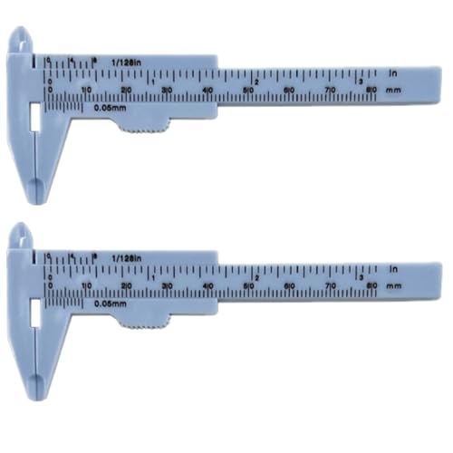 2 Pcs 80mm Plastic Vernier Caliper Double Scale Sliding Gauge Measuring Tool Jewelry Sliding Gauge Ruler Measuring Tool for Bead Wire Jewels Rings Measurement, Blue