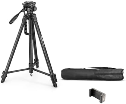DIGITEK (DTR 550 LW) 67 Inch Foldable Tripod Stand with Phone Holder & 360° Ball Head, 5kg Load Capacity, Aluminum Alloy Legs with Rubberized Feet & Flip Locks, Carry Bag, for Photo & Video Shoots