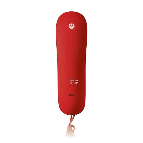 Motorola Voice - CT50 Teléfono con Cable, Diseño Sencillo Y Compacto con Función Radial, Silenciamiento del Micrófono, Montaje En Pared, Control De Volumen del Timbre - Color Rojo