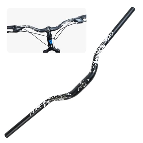 WAKE Manillares para Bicicleta 31,8mm*720mm Extra Largos Manillar Ancho Mangos de Aleación de Aluminio 55mm Riser Bar para MTB Ciclismo en Carretera (Negro)