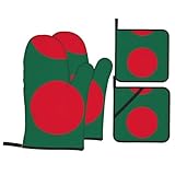 TYUMH Flagge von Bangladesch Küche Backen Vierteiliges Isoliergewebe Dicker Hitzebeständiger Geeignet zum Kochen Backen Grillen