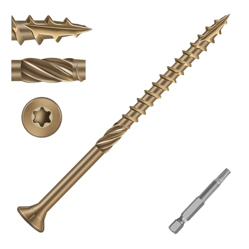 Image of #10 x 3 Heavy-Duty Deck Screws - Bronze Long Outdoor Wood Screws, Torx Drive with T25 Bit, Rust Resistant for Wood Decking and Fence (2lb,135Pcs)