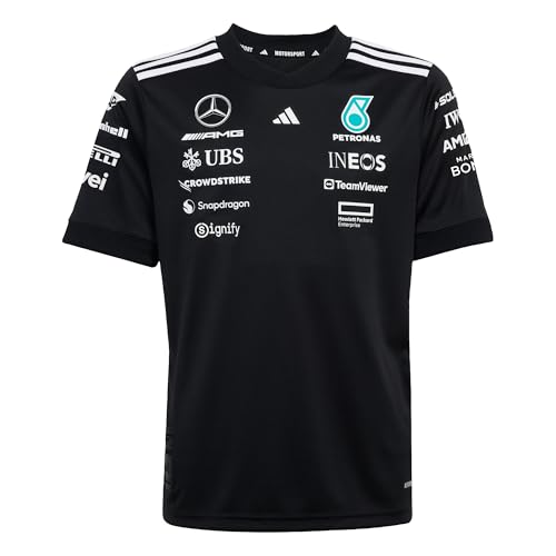 Adidas Unisex Kinder Mercedes - AMG Petronas Formula ONE Team Driver Jersey Black Youth, Black/White, 7-8 Years – Ansicht 3