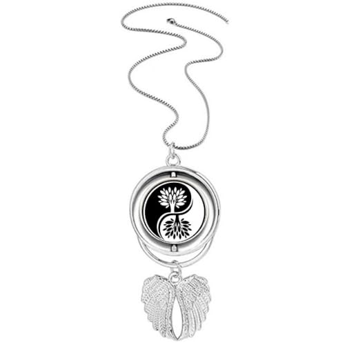 Collier Yin-Yang à pendentif ailes d'ange, finitions haute précision