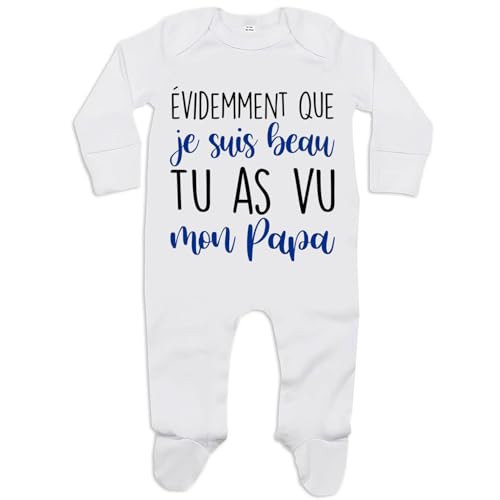 Planetee - Pyjama Beau comme Papa | Cadeau Bébé Humour Garçon Grenouillère Fête des Pères Naissance Baby Shower (6-12 mois)