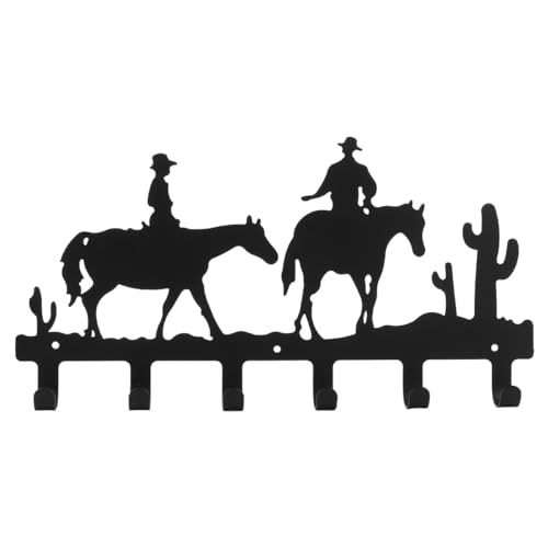 UKCOCO Gancho de Hierro Forjado Negro Diseño Vaquero Occidental, Perchero de Pared Decorativo para Colgar Abrigos en Porche, Dormitorio o Entrada