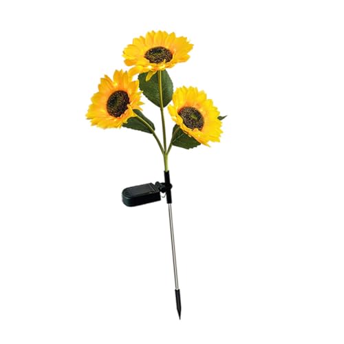 OFFSCH Solar Landscape Lighting 3-Headed Sunflower Lamp Solar Yard Lights Garden Decorative Light