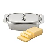 Stainless Steel Insulated Butter Dish with Lid, Airtight Cheese Dish Butter Plate Serving Pan Storage Kitchen Pot, Fridge Safe, Dishwasher Safe for Home & Restaurant Use, Silver - Image 1