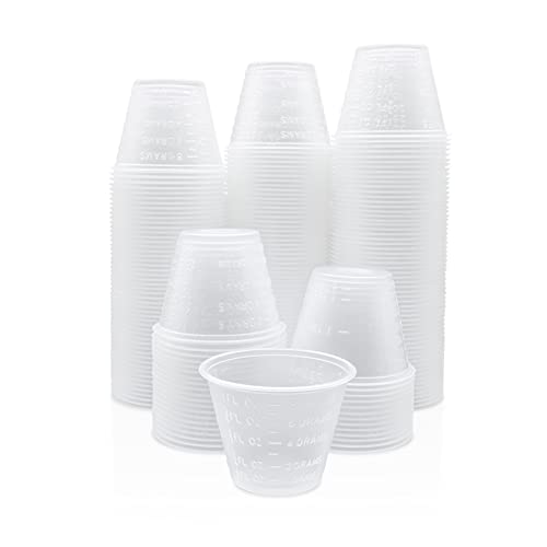 Eight30east - 200ct 1oz Disposable Graduated Medicine Cups, Non-Sterile, for Mixing and Measuring Resin, Epoxy, Oils, Paint, Cooking, Stain, and more