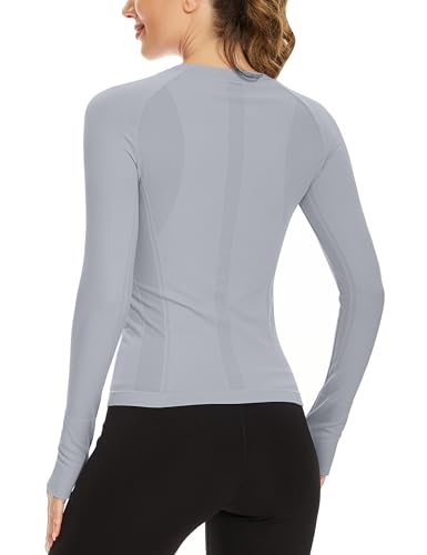 Image of MathCat Workout Shirts for Women Long Sleeve, Workout Tops for Women, Quick Dry Gym Athletic Tops,Seamless Yoga Shirts XS-XL