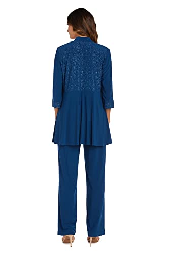 R&M Richards Women's Plus Size Two Piece Glitter And Lace Pant Set Large,  Peacock, 16W #TOP1