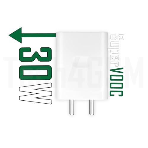 Image of AuviPal Original 30W to 33W Charger Compatible with Oppo A3X 5G, A16, A54 (Only Adapter),White