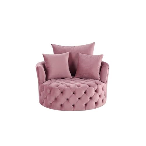 Sillón giratorio de terciopelo rosa compacto miniatura 3