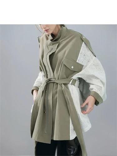 Trench en dentelle haut de gamme avec patchwork ajouré et finitions couture
