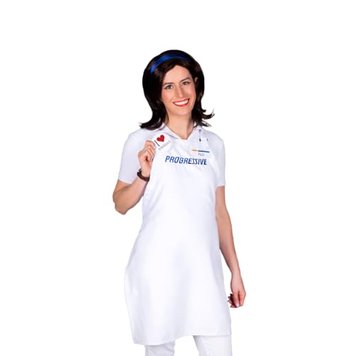 Costume Agent Progressive Flo Costume, Insurance Progressive Apron Halloween Costume with Wig, Headband, Button & Nametag