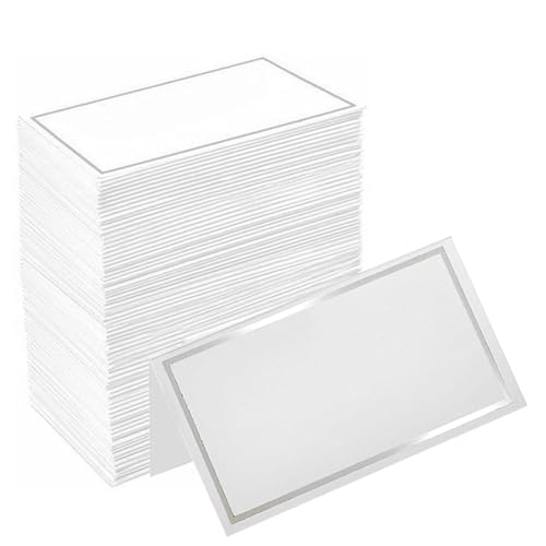 Cartões de mesa branco, cartões de assento, 100 folhas cartão de mesa de nome, cartões de mesa branco, cartões de mesa para casamentos, cartões de lugar, dobrável cartão de lugar de assento branco