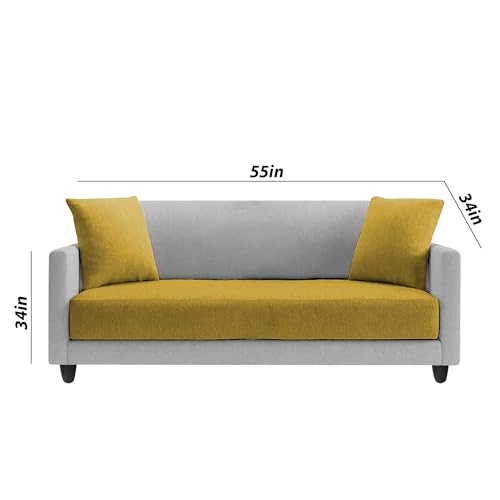 Image of Casaliving Dominic 3 + 2 Seater Sofa Set for Living Room (Yellow Grey) Premium Fabric Sofa