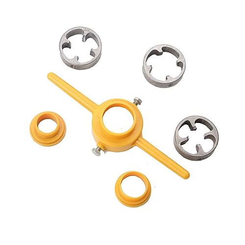 Juego de 6 troqueles NPT de PVC, herramienta para hacer roscas redondas, juego de enhebrador de tuberías, herramienta de fontanería, tres fabricantes, tamaño 1/2, 3/4 y 1 pulgada