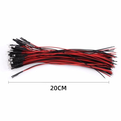 Diode LED 3mm orange pré-câblée 12V CC composant éclairage électronique pack de 50 - 2