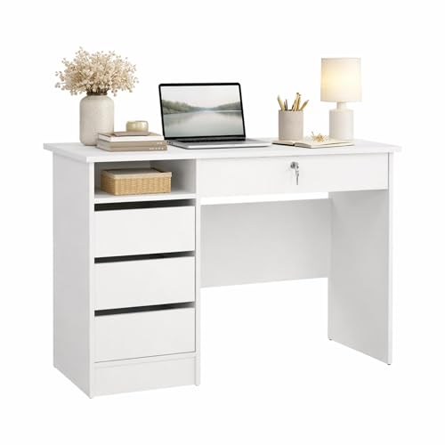 Mesa Escritorio de Estudio Duero White,Color Blanco,110 x 49 x 76 cm