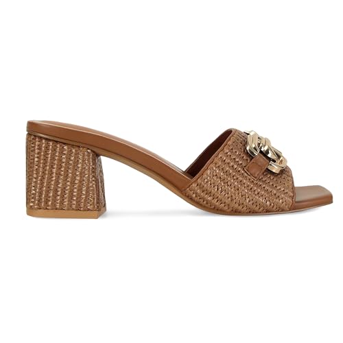 Image of SOVANYOU Women's Raffia Sandals Square Toe Slip on Mules Comfortable Dressy Sandals Chunky Block Heels for Beach Party Vacation Shoes