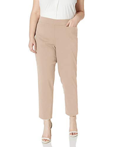 Alfred Dunner Women's Petite Proportioned Medium Allure Slim Pant, tan, 6P