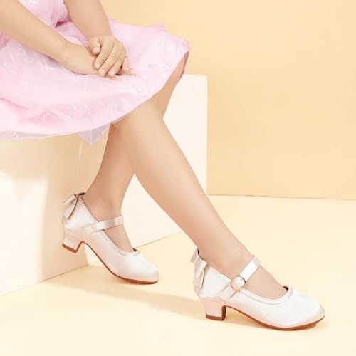 Image of PANDNAINJIA Girls Dress Shoes Toddler Heels Mary Jane Pumps