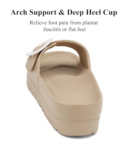 Image of Haifago Women's Platform Sandals with Arch Support, Summer Beach Slides Adjustable Buckle Comfortable Lightweight EVA Slip on Slide