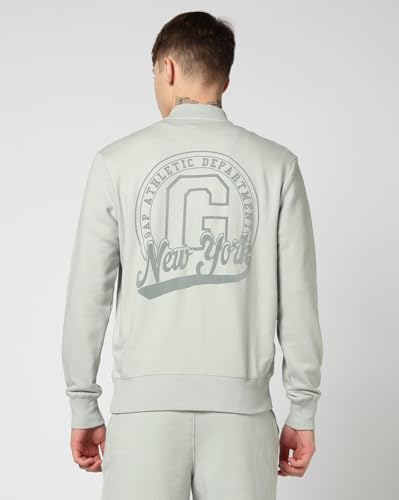 Image of Gap Men Stylised Full Sleeves Collared Cotton Blend Sweatshirt