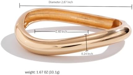 Gold Bangle Bracelets for Women Silver Plated Wide Wire Chunky Cuff Bracelets Trendy Hinged Cuff Open Wide Chunky Silver Bracelet Irregular Minimalist Bangle Jewelry