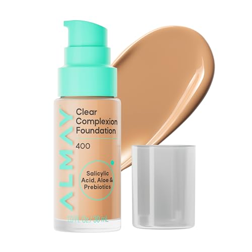 Almay Clear Complexion Foundation, Oil-Free Face Makeup for Acne-Prone Skin, Buildable Coverage,...