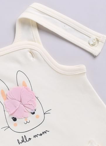 Image of Smart Baby Dungaree Set for Baby Girls | Cotton Romper with T-Shirt | Soft & Breathable Fabric | Cute Embroidery | Snap Button Closure for Easy Diaper Change