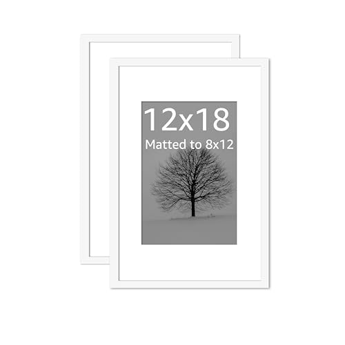 Image of Art Street Synthetic Document Large Size Wall Photo Frame, Set of 2 Big Frames For Wall Artwork, Certificates, Picture & Photographs Home Decor (12x18 Inch, Matted To: 8x12 Inch, White)