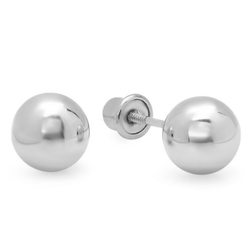 Dazzlingrock Collection 14K Ball 6mm Stud Earrings with Screwbacks, White Gold