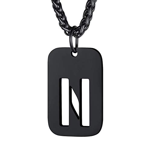bandmax Unisex Collar Militar con Letra N Nombre en Chapa Identificativa para Hombres Mujeres Acero Negro Cover