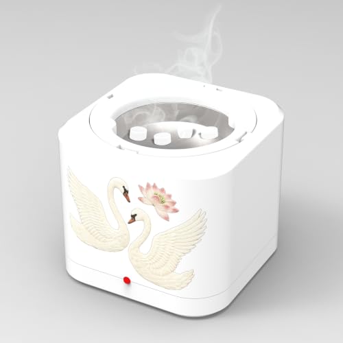 Image of Shivansh Technology Incense Holder Electric Kapoor Dani Camphor Diffuser Burner for Home | Karpuram Bakhoor Oud Aroma Oil & Dhoop Machine | Essential Oil Diffuser for Home (White) (Swan Romance)