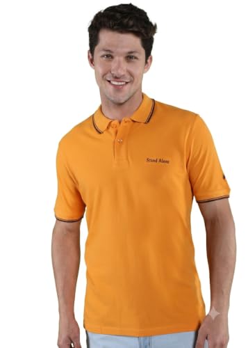 Image of Men's Polo T-Shirt | Stand Alone | 100% Organic Cotton Polo Shirt | Side Slit | Anti-Pilling Biowash Fabric | Half Sleeve | Regular Fit | Premium Casual Wear