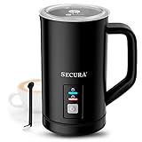 Secura 𝗠𝗶𝗹𝗸 𝗙𝗿𝗼𝘁𝗵𝗲𝗿, Electric Milk Steamer Stainless Steel, 8.4oz/250ml Automatic Hot and Cold Foam Maker and Milk Warmer for Latte, Macchiato (Black)