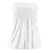 Womens Tube Tops Strapless Bandeau Smocked Ruffled Shirts Beach Off Shoulder Tops Print Sleeveless Sexy T-Shirt Layering Tunic Womens White Tank Top Cotton Long Length（1-White,Small）