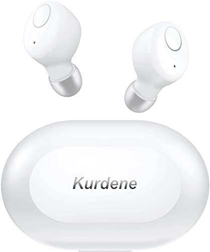 Bluetooth Earbuds,Kurdene S8 Wireless Earbuds with Charging Case IPX8 Waterproof Bluetooth Headphones Bass Sound Earphones with Mics Touch Control in-Ear Headset for Sports,Home-White