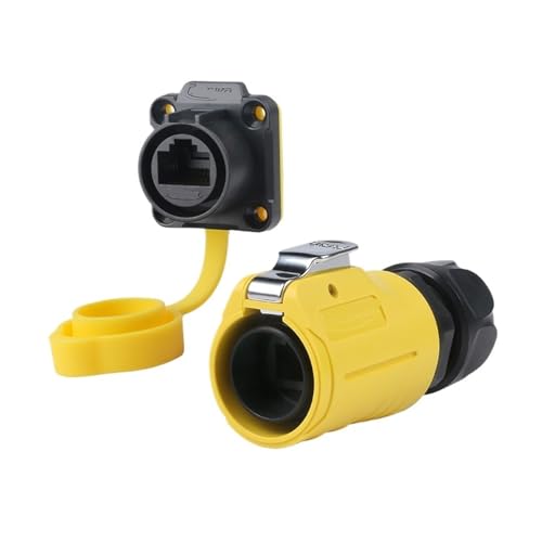 Câble réseau LP20 étanche RJ45 CAT6 jaune avec fiche aviation ensemble 4 trous