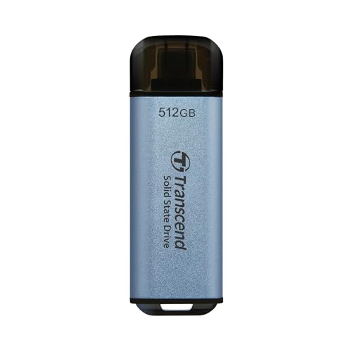 Image of Transcend 512GB ESD300 Portable SSD 1050MB /s Type C, Sky Blue, Thumb Drive